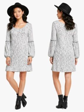 Francesca’s Alya Space Dyed Bubble Sleeve Sweater Dress 7D